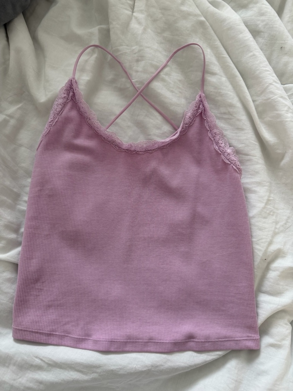 American eagle strappy go lucky cropped lace tank top size medium pink excellent
